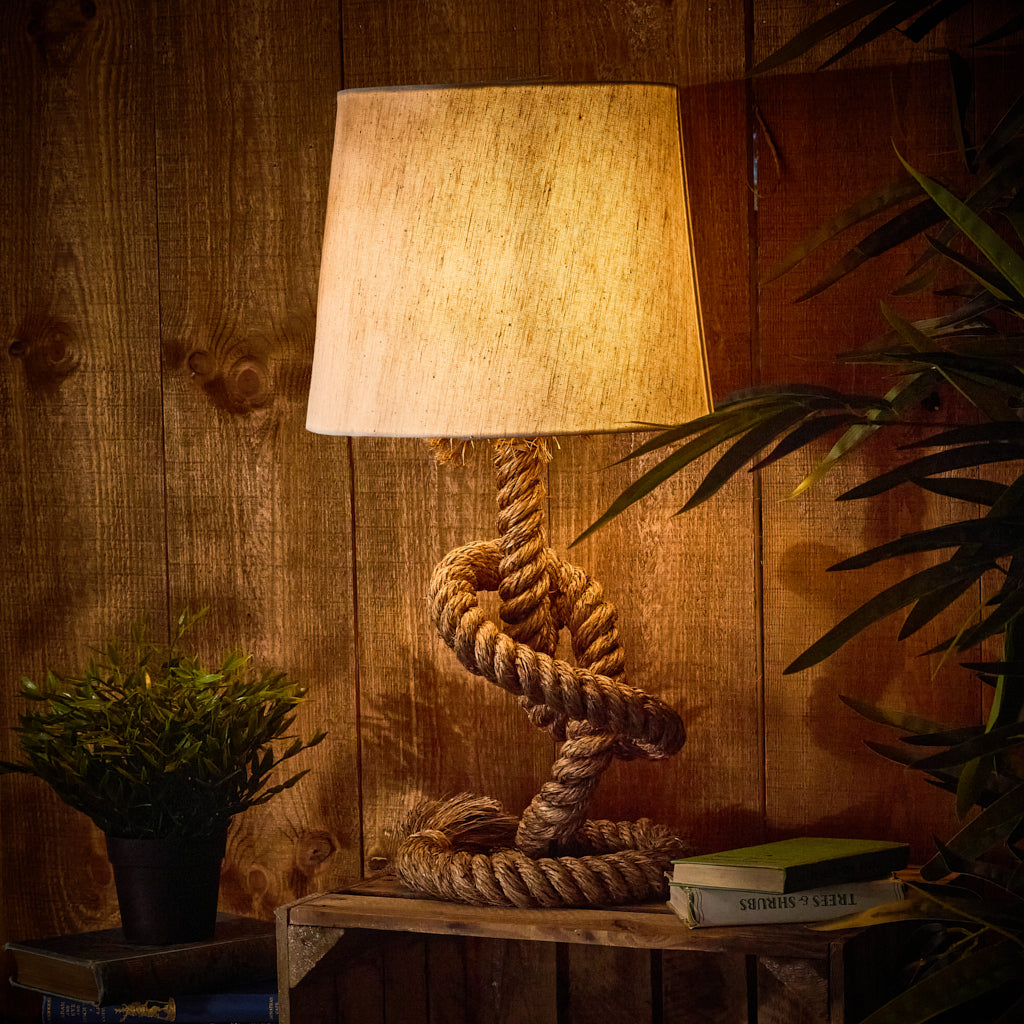 Jute Rope Table Lamp Rustic Style Lighting Evergreen Home Interiors