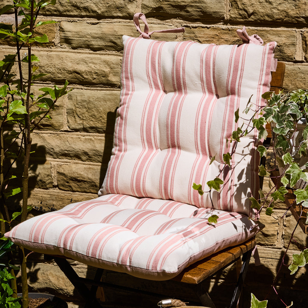 Pink Stripe Tie On Seat Pads Evergreen Home Interiors