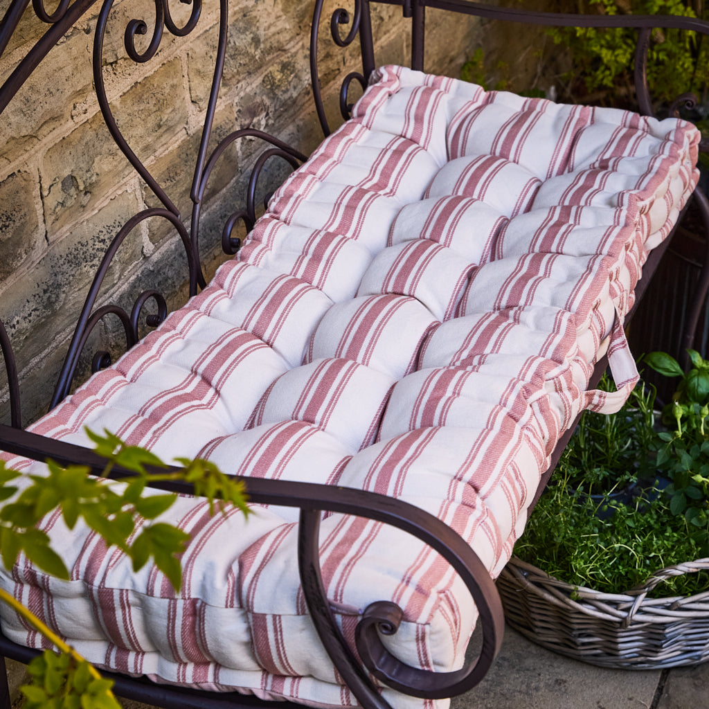 Pink Striped Bench Cushion