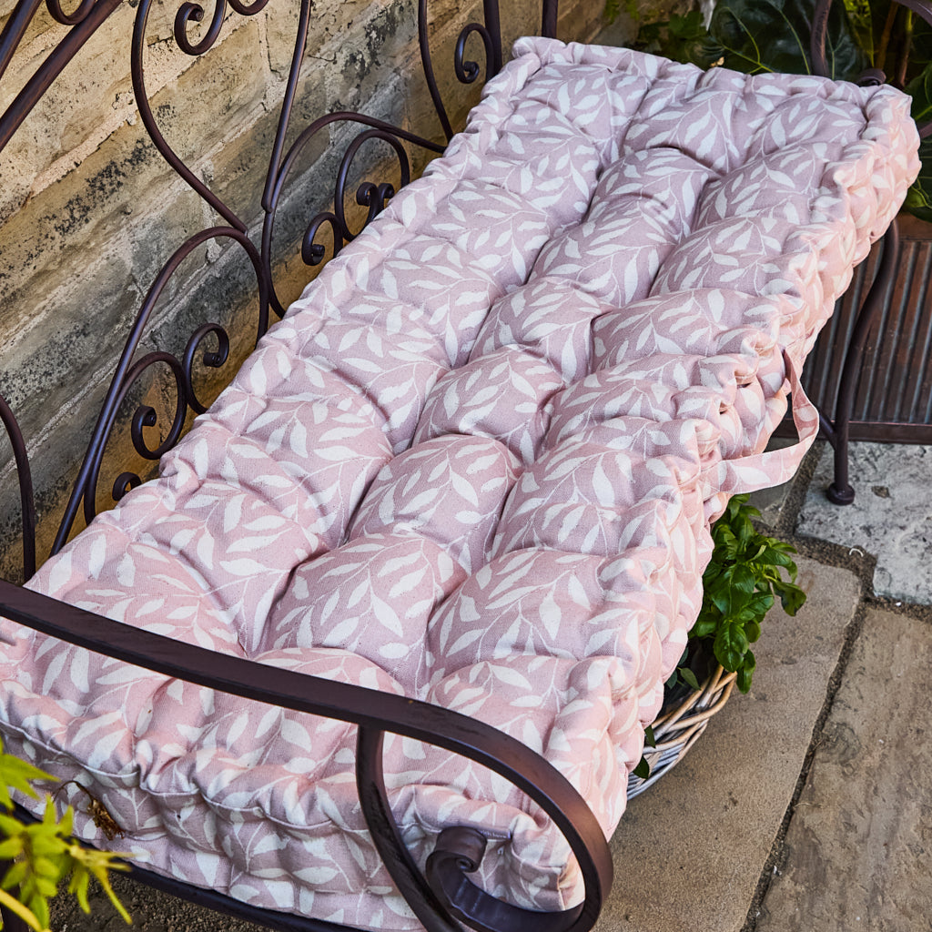 Blush Pink Botanical Bench Cushion