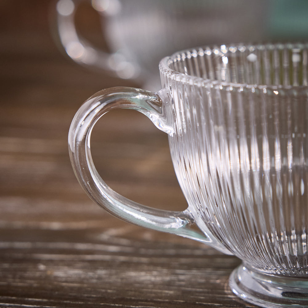 Ribbed Glass Mugs Set of 4 | Evergreen Home Interiors